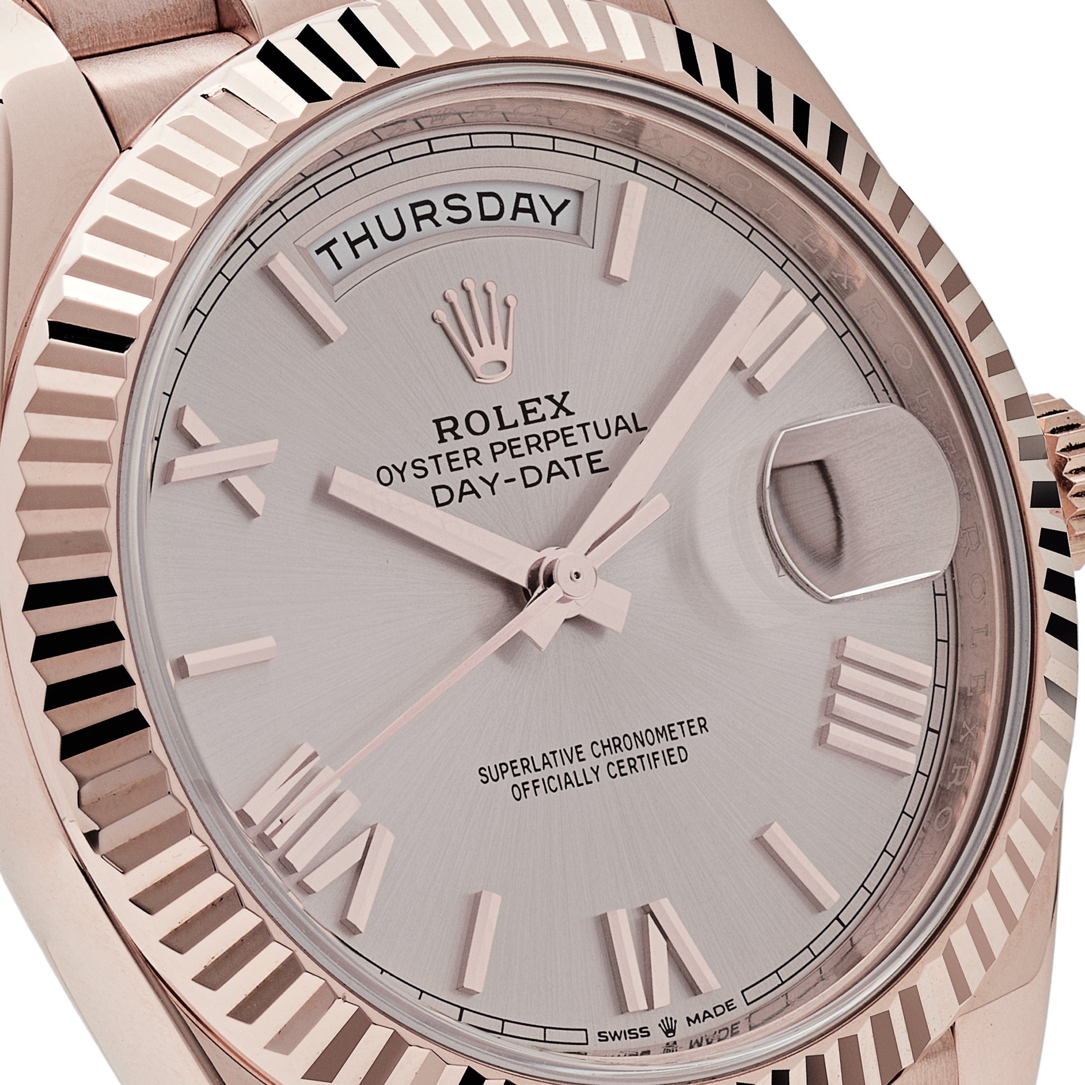 Rolex Day-Date 228235 Rose Gold Sundust Roman Dial