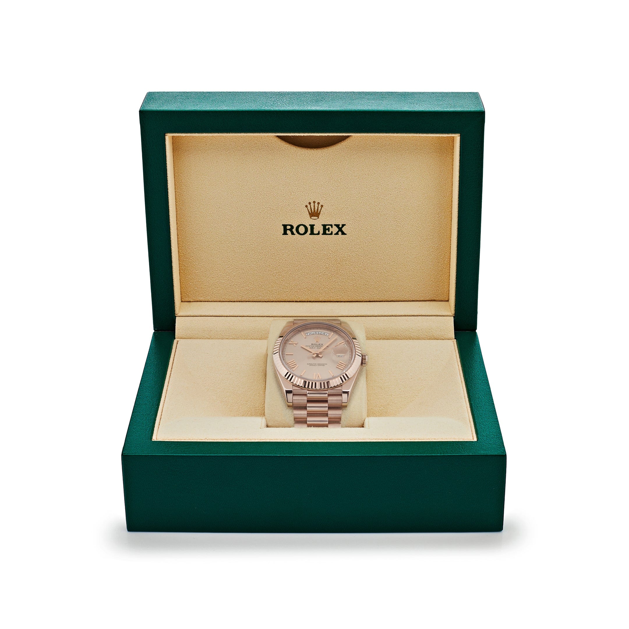 Rolex Day-Date 228235 Rose Gold Sundust Roman Dial (2023)
