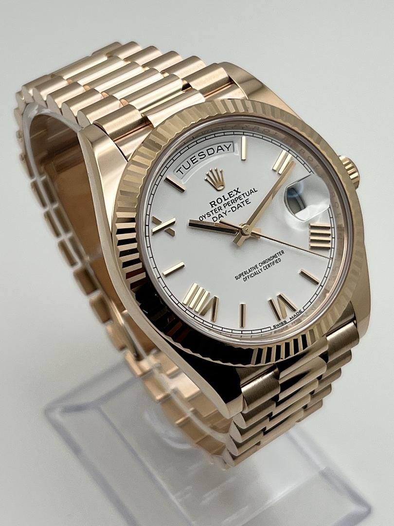 Rolex Day-Date 228235 Rose Gold White Roman Dial