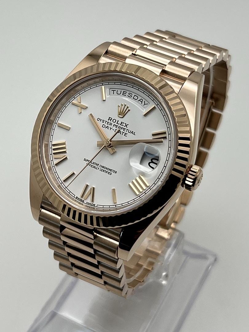 Rolex Day-Date 228235 Rose Gold White Roman Dial