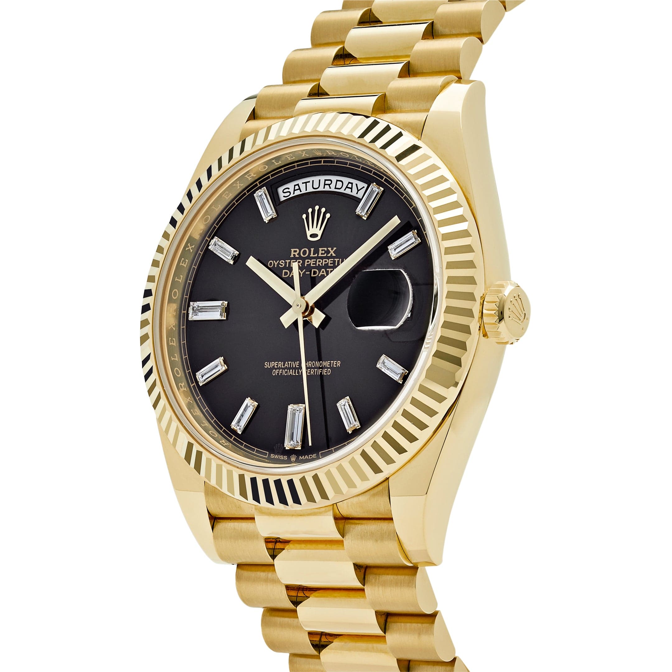 Rolex Day-Date 228238 Yellow Gold Black Baguette Diamond Dial (2022)