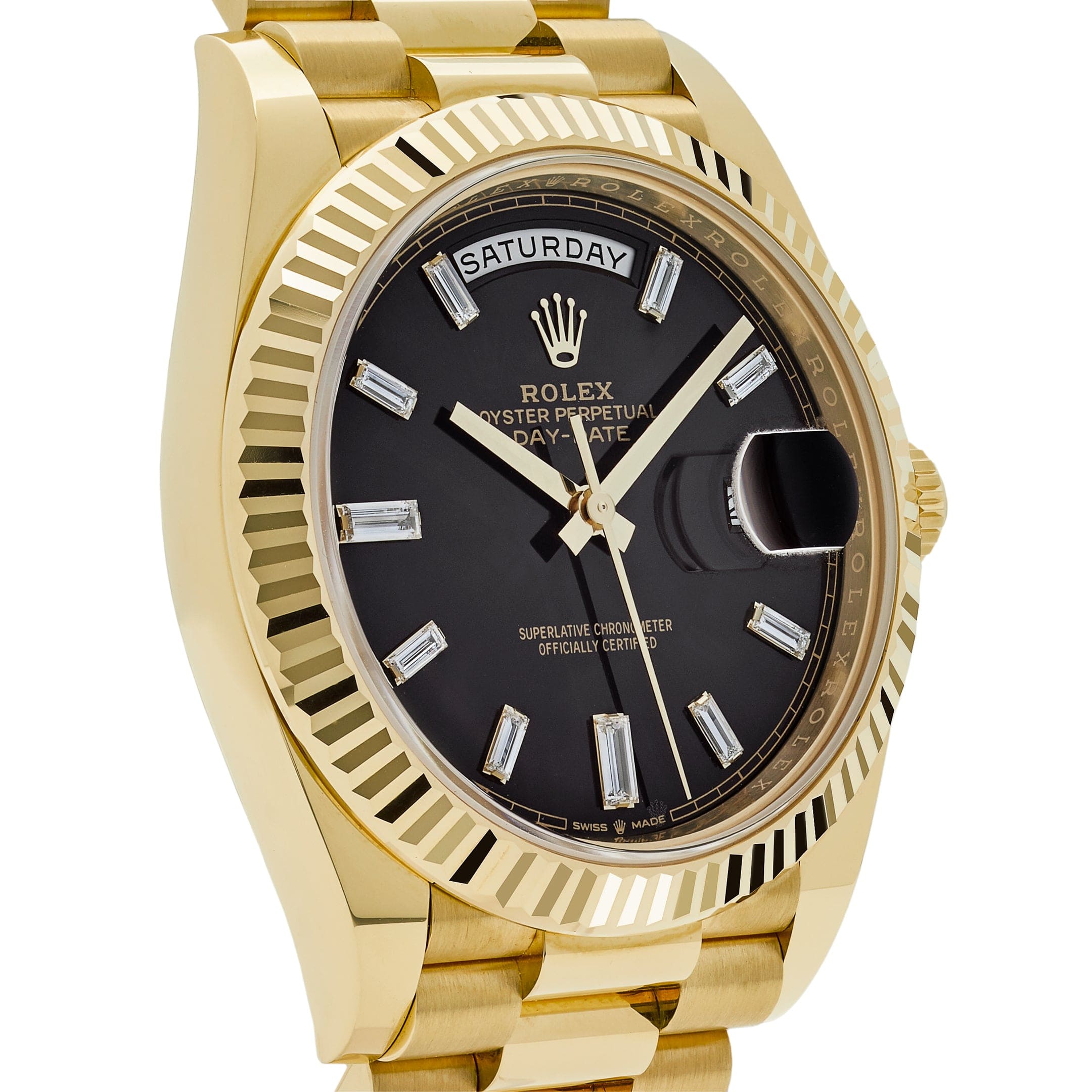 Rolex Day-Date 228238 Yellow Gold Black Baguette Diamond Dial (2022)
