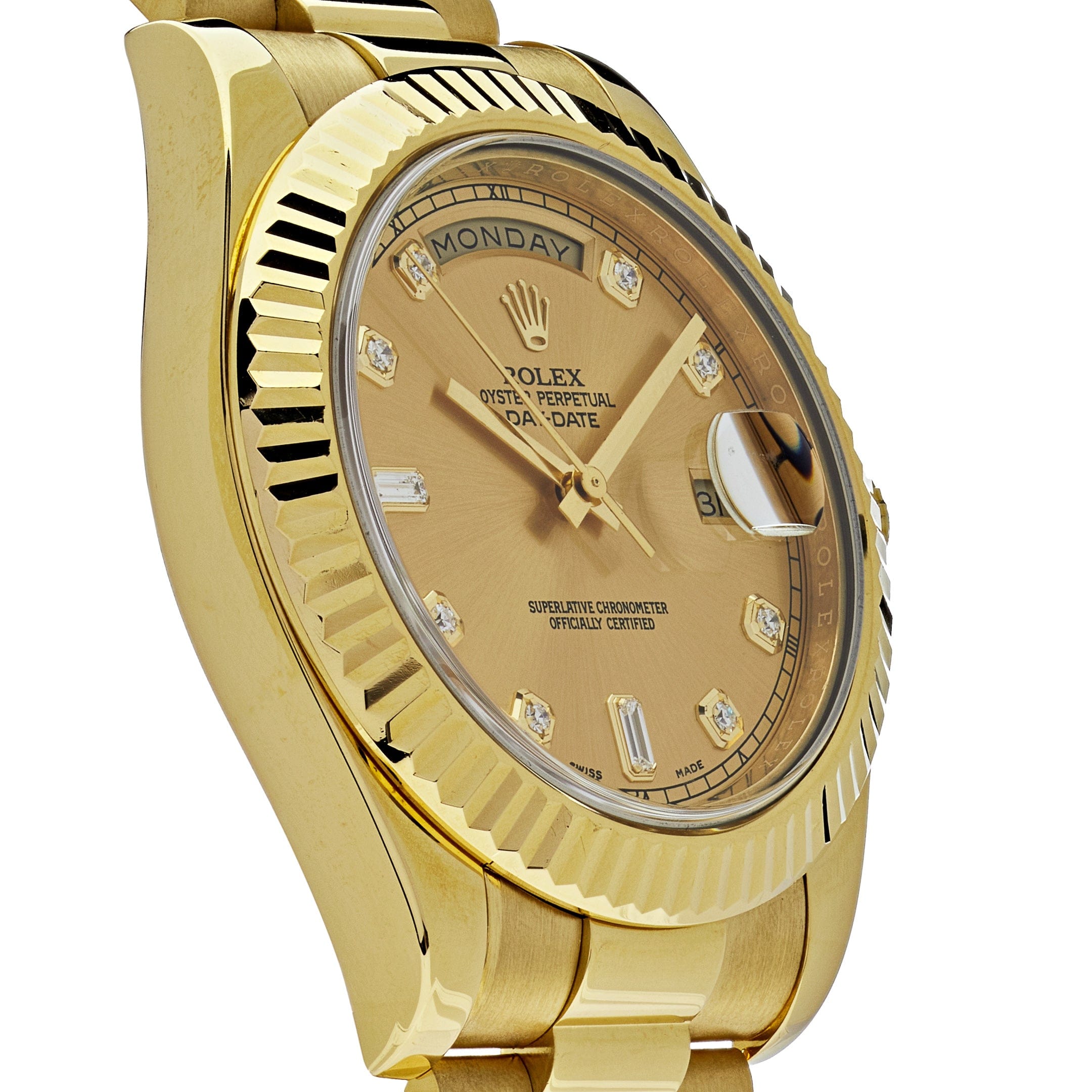 Rolex Day-Date 218238 Yellow Gold Champagne Diamond Dial