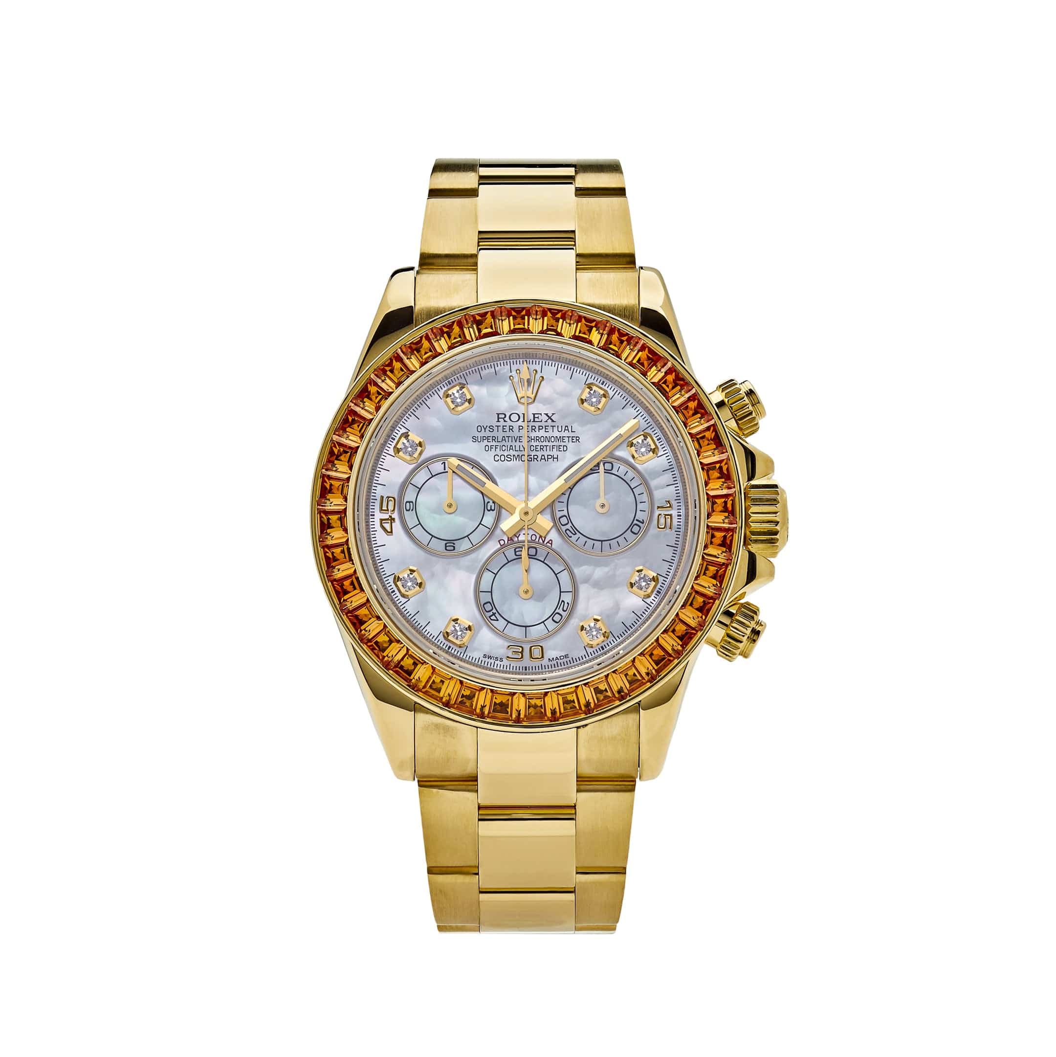 Rolex Daytona 116578SACO Yellow Gold Sapphire Bezel Mother Of Pearl Dial (2019)