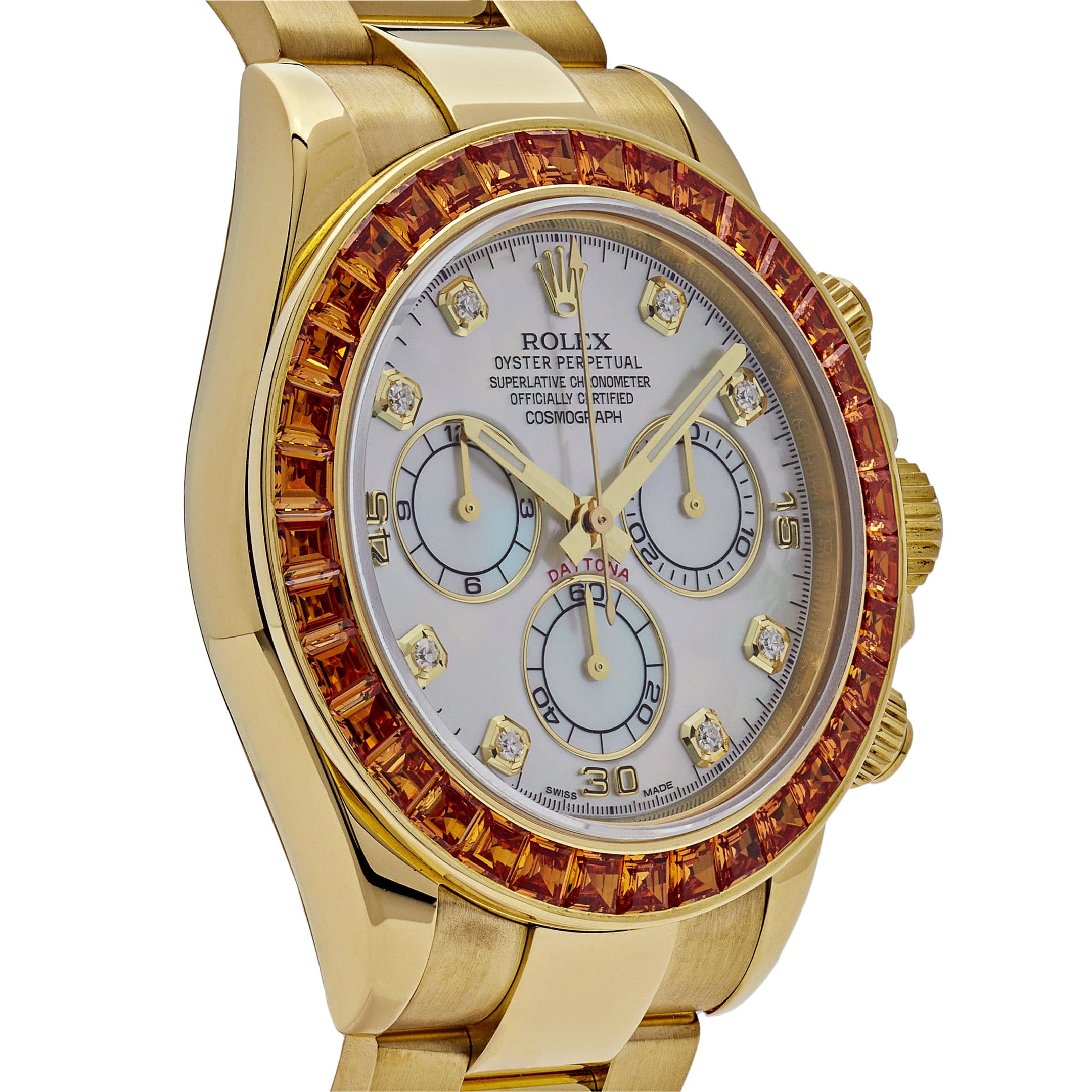 Rolex Daytona 116578SACO Yellow Gold Sapphire Bezel Mother Of Pearl Dial (2019)