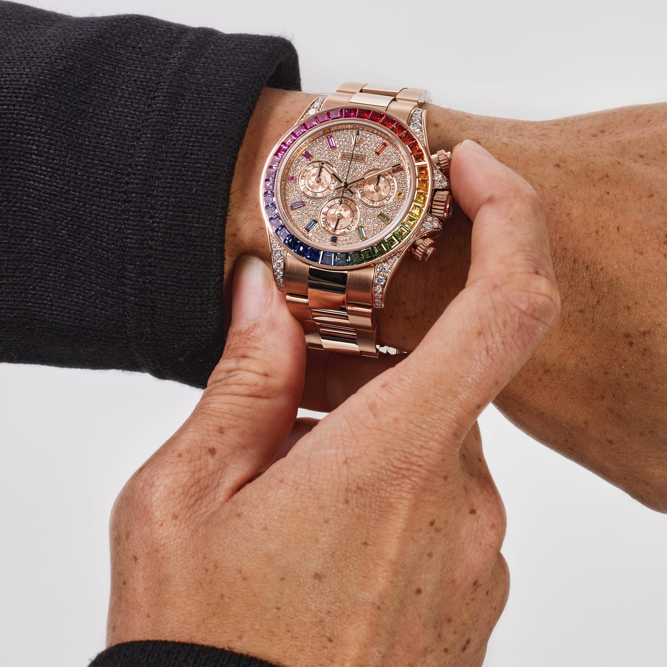 Rolex Daytona 116595RBOW 'Rainbow' Rose Gold Pave Diamond Dial Sapphire Bezel (2022)