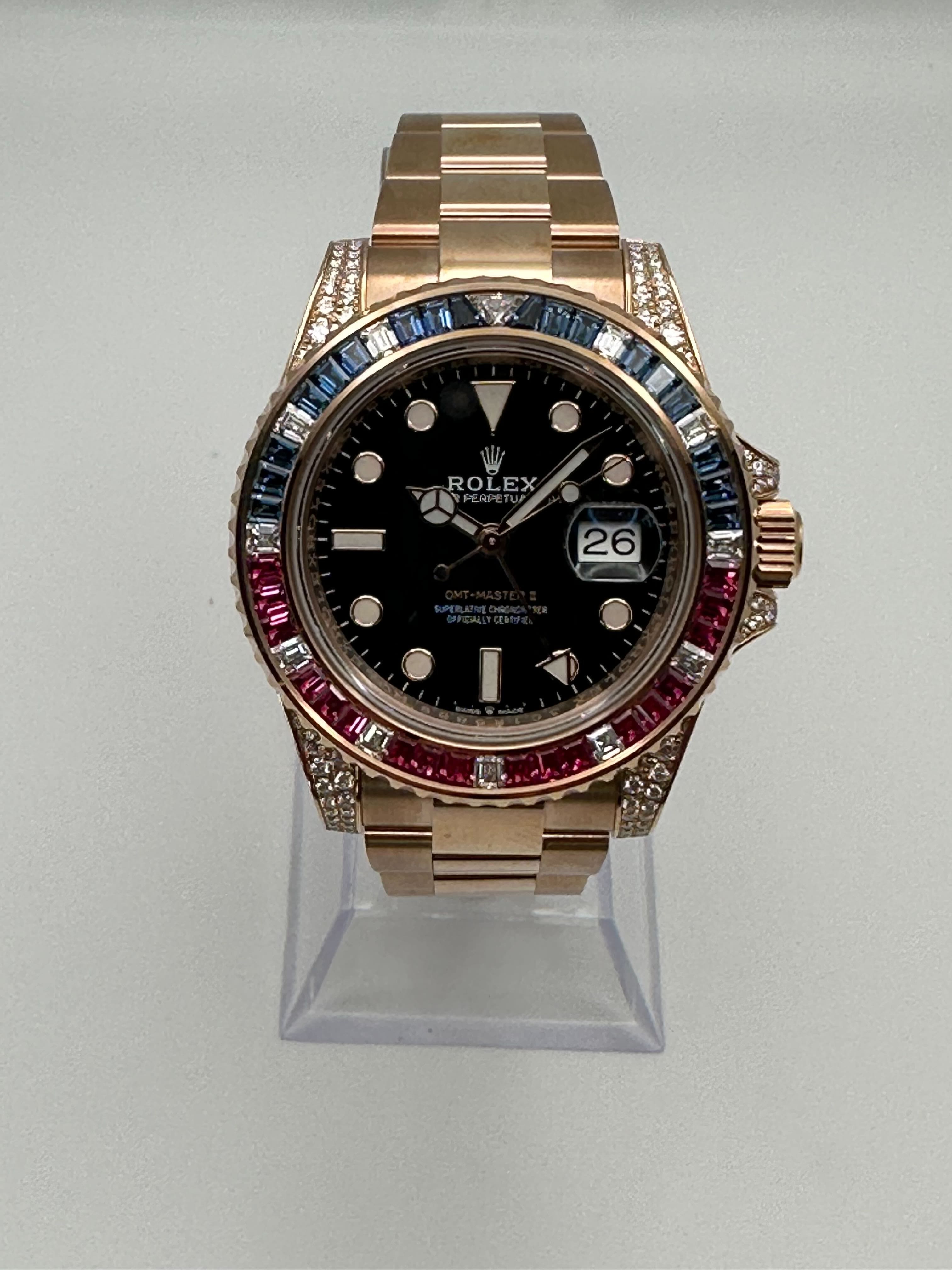 Rolex GMT-Master II 1267555SARU 'SARU' Rose Gold Black Dial Diamond Bezel