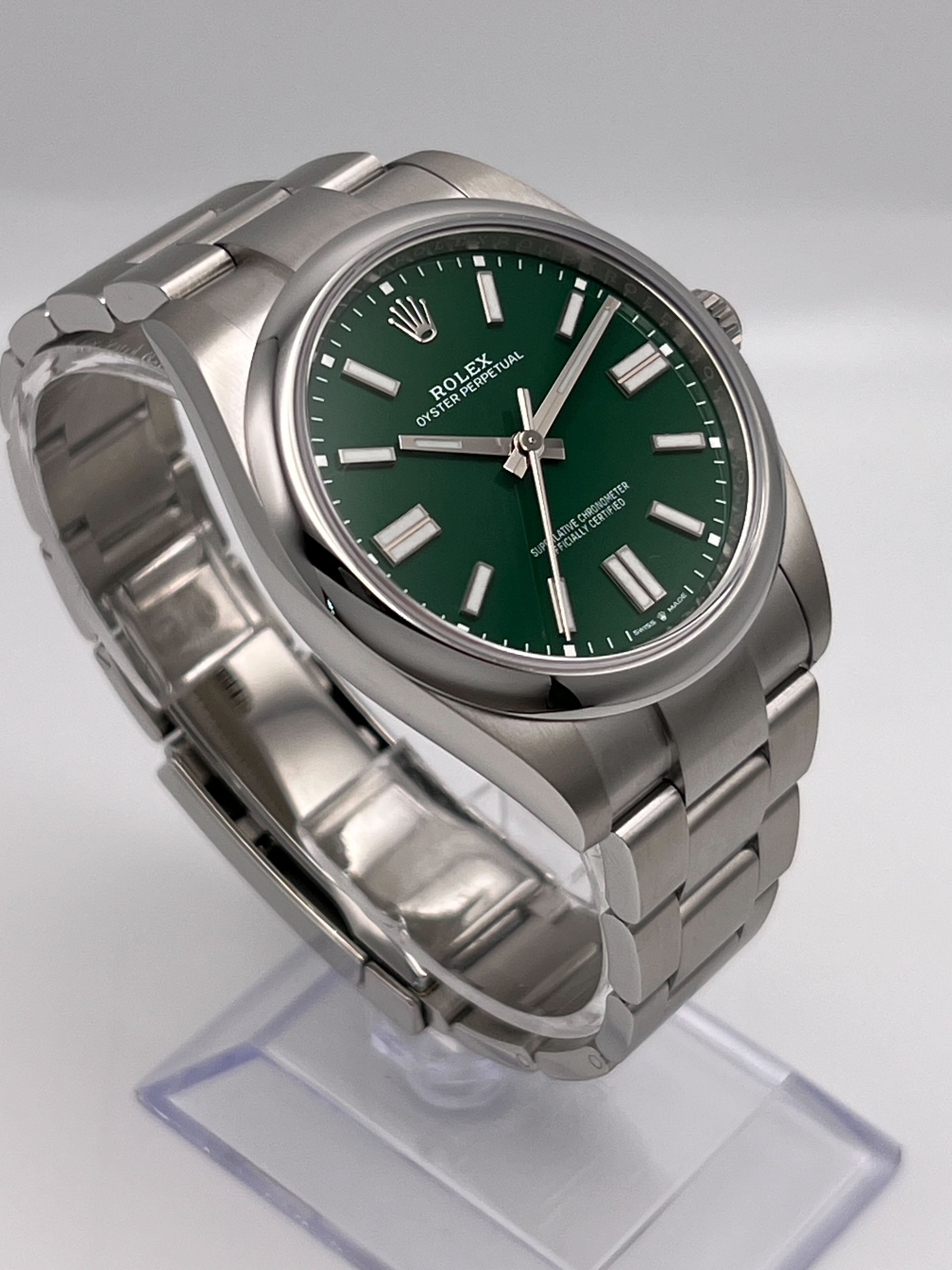 Rolex Oyster Perpetual 124300 Stainless Steel Green Dial