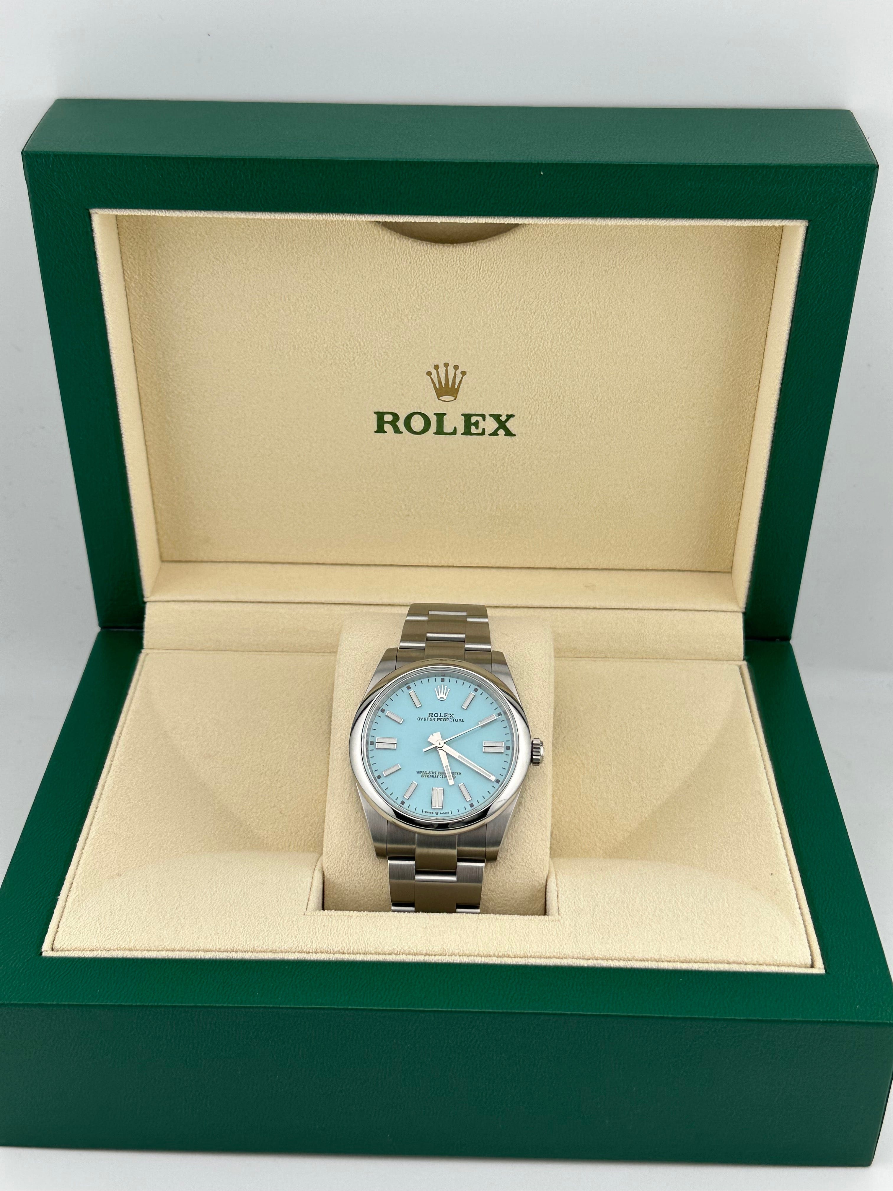 Rolex Oyster Perpetual 124300 Stainless Steel "Tiffany Blue" Turquoise Dial (2021)