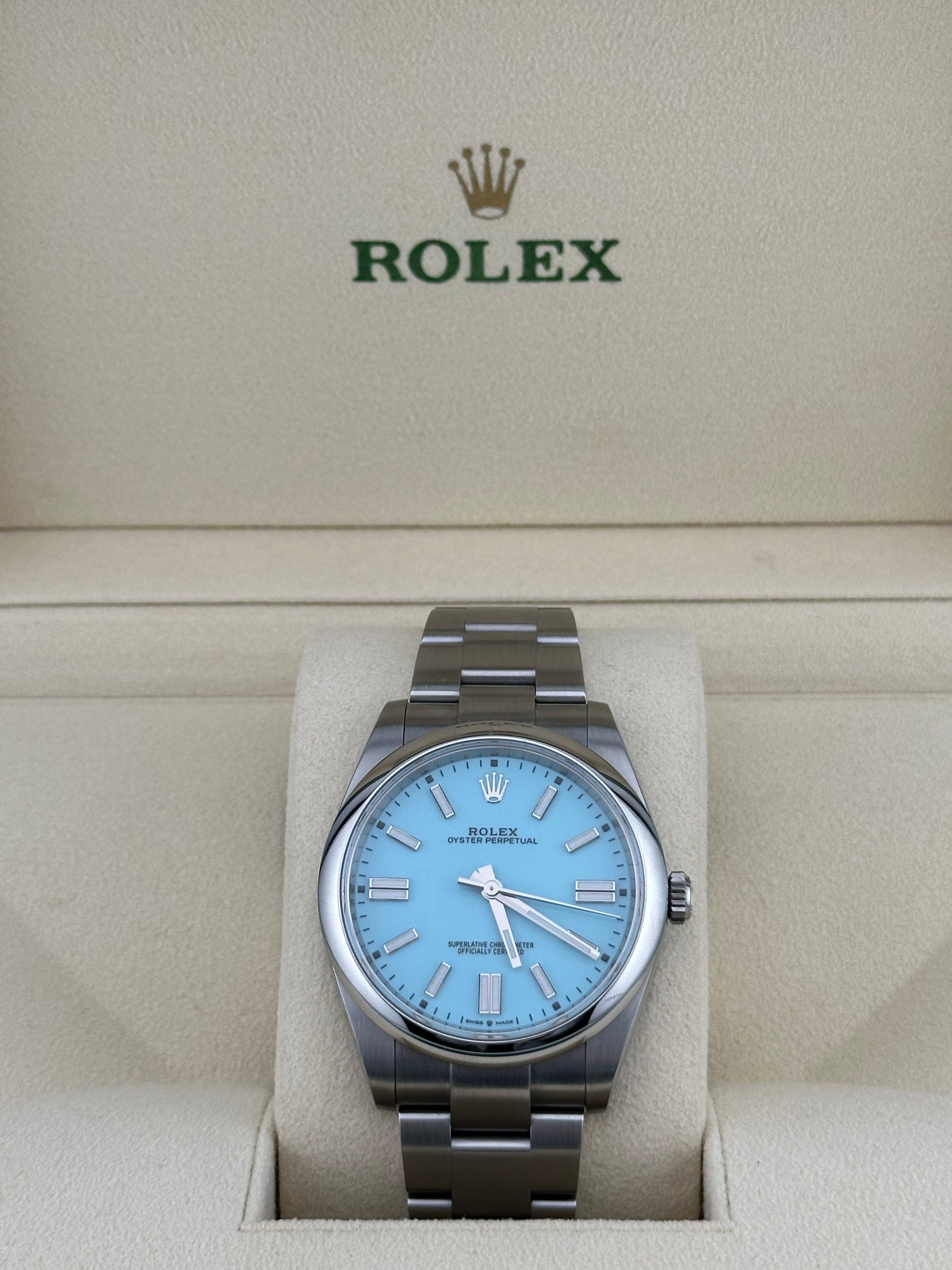 Rolex Oyster Perpetual 124300 Stainless Steel "Tiffany Blue" Turquoise Dial (2021)