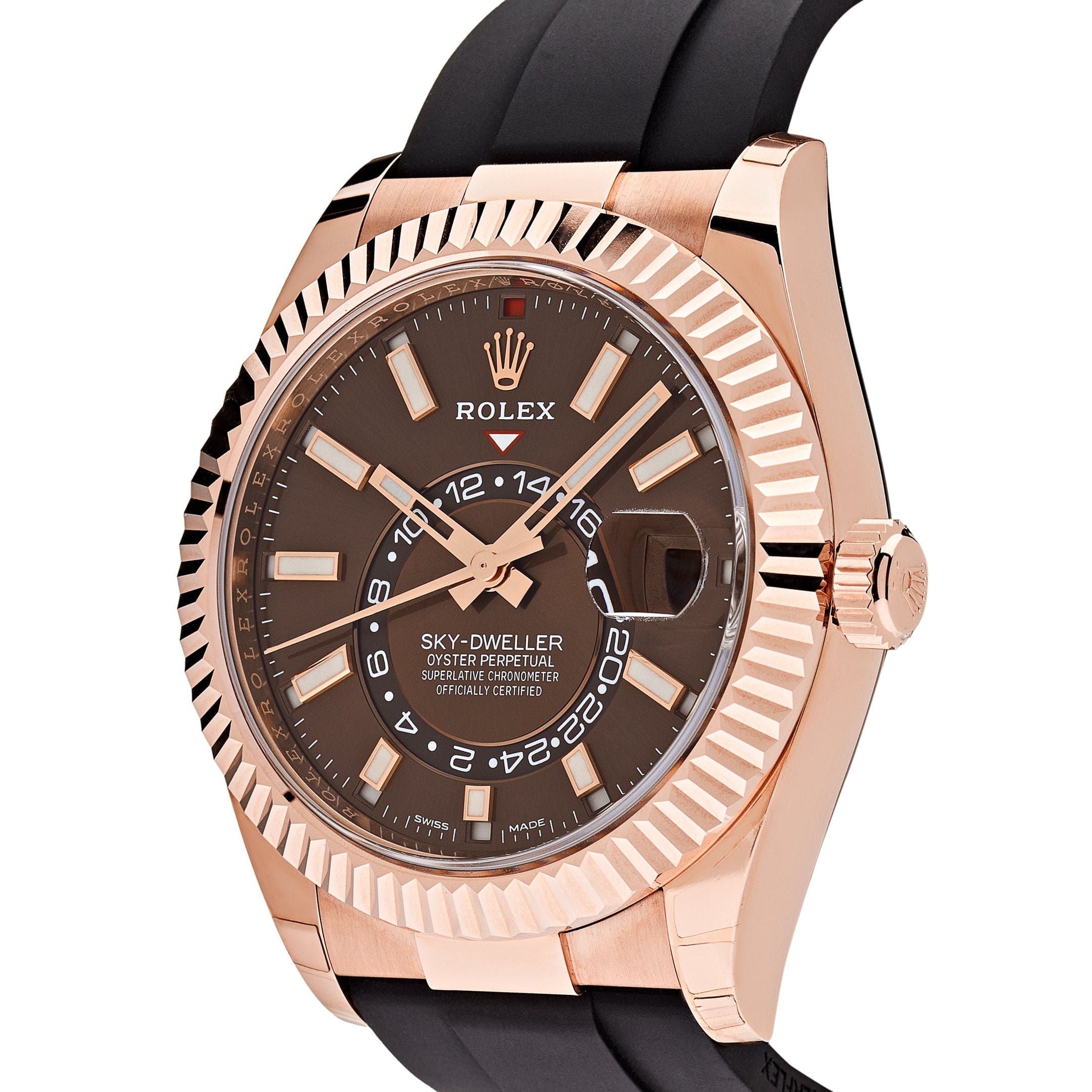 Rolex Sky-Dweller 336235 Rose Gold Brown Chocolate Dial Oysterflex