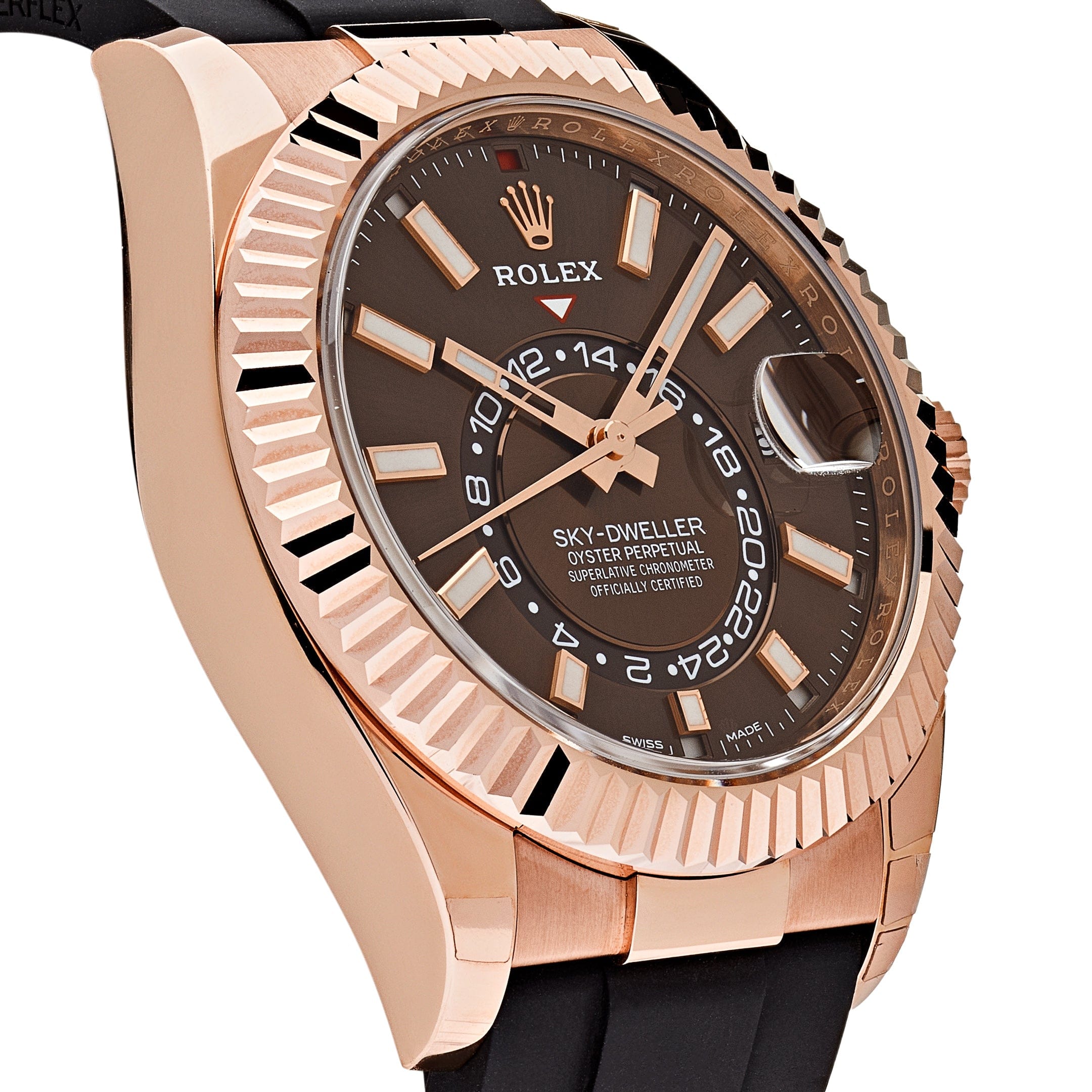 Rolex Sky-Dweller 336235 Rose Gold Brown Chocolate Dial Oysterflex