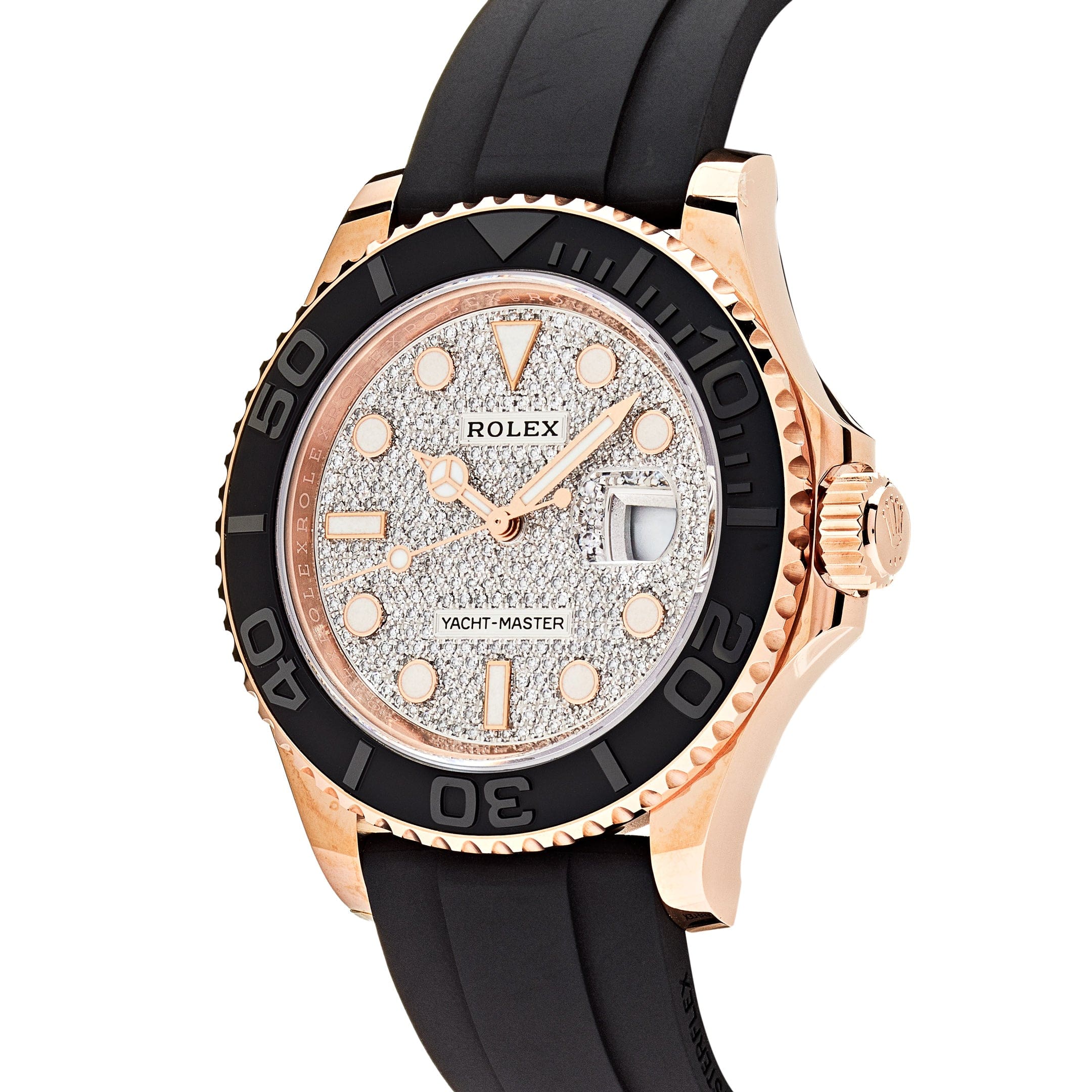 Rolex Yacht-Master 126655 Rose Gold Pave Diamond Dial