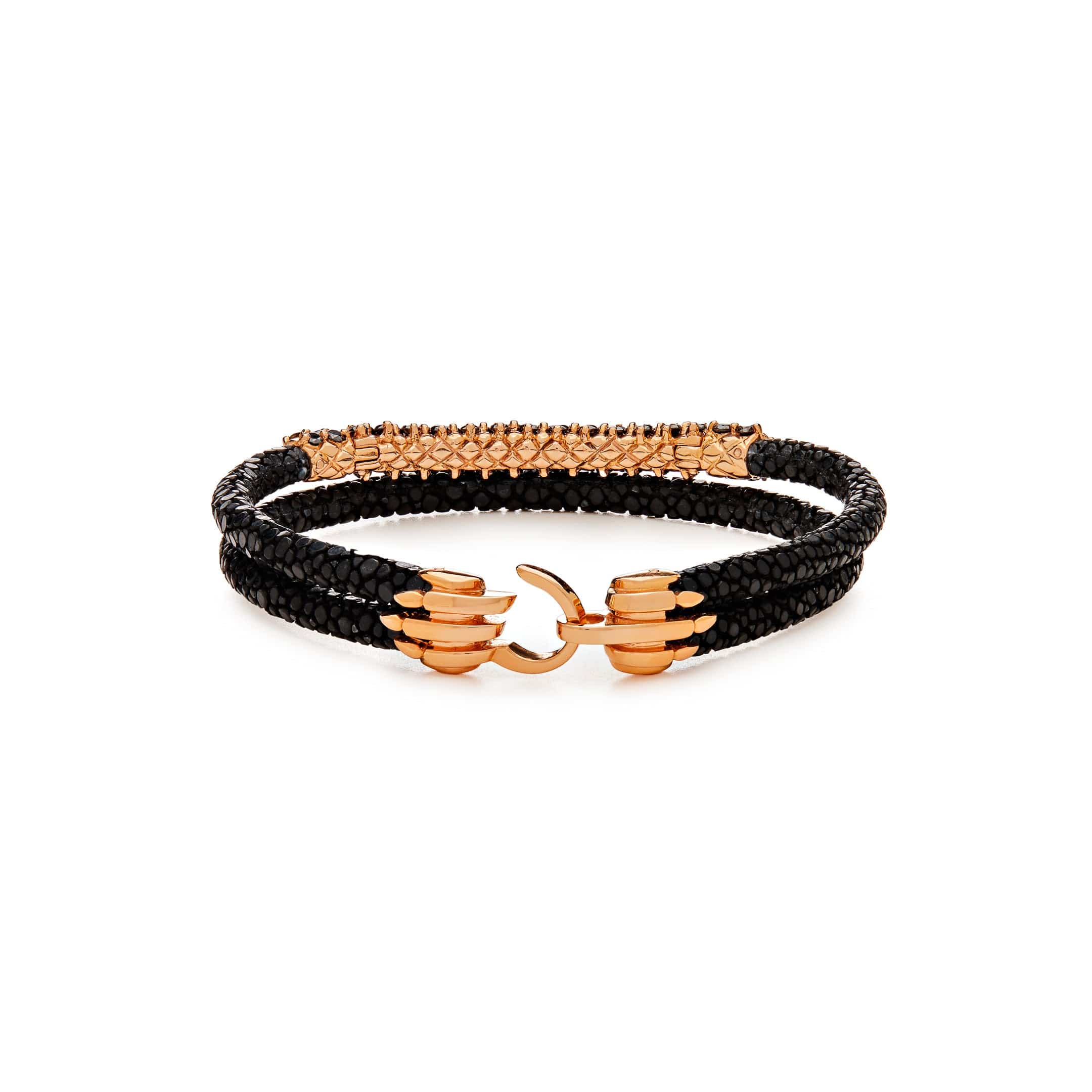 Rose Gold Black Diamond Bar Bracelet