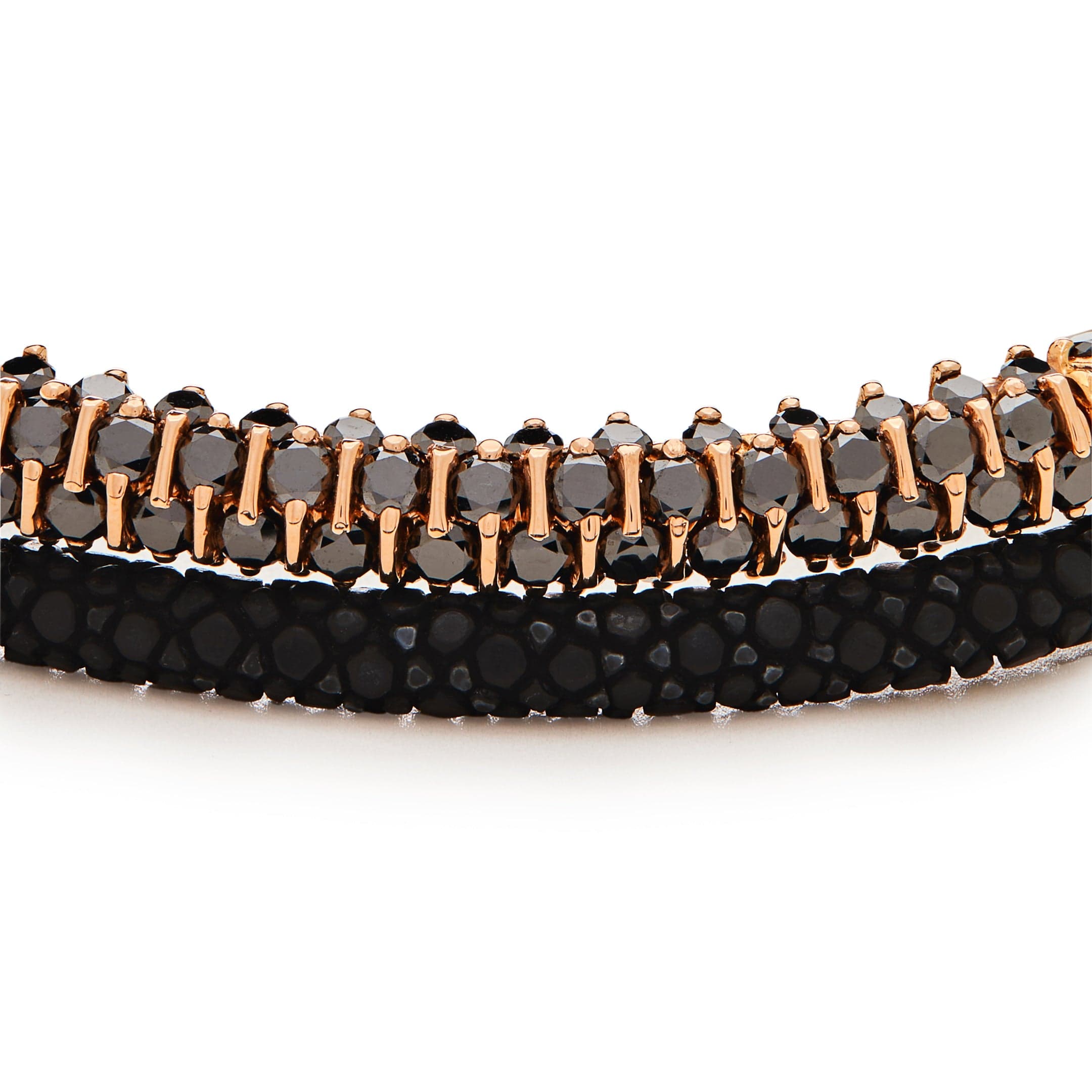 Rose Gold Black Diamond Bar Bracelet