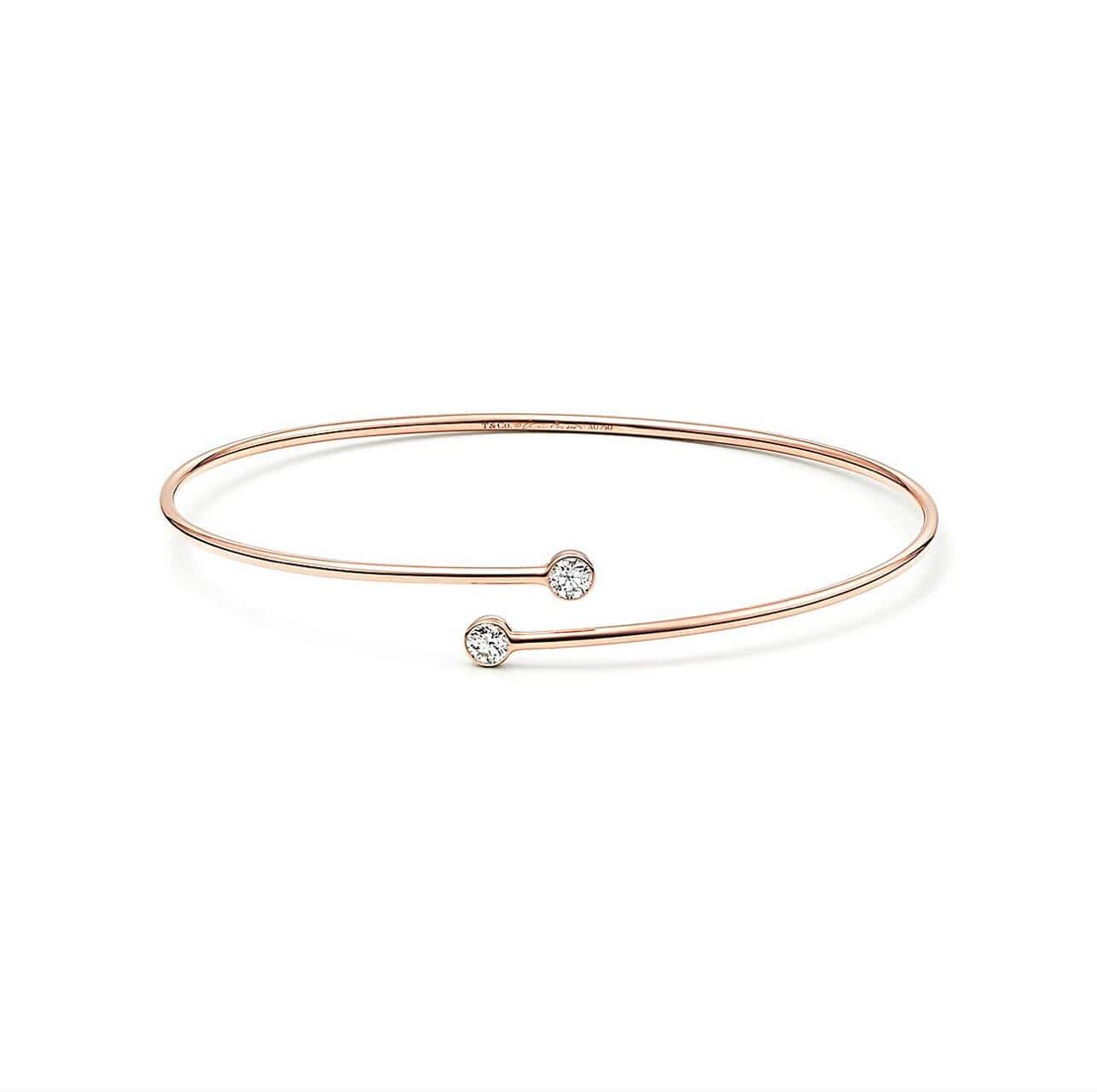 Tiffany & Co. Elsa Peretti Diamond Hoop Single Row Rose Gold Bangle