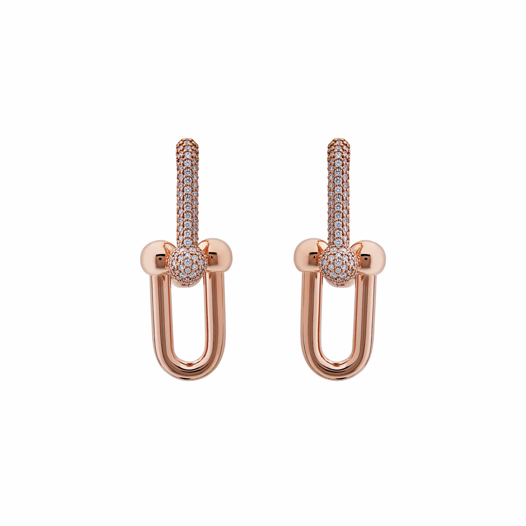 Tiffany & Co. HardWear Large Link Earrings with Pavé Diamonds Rose Gold 68692539
