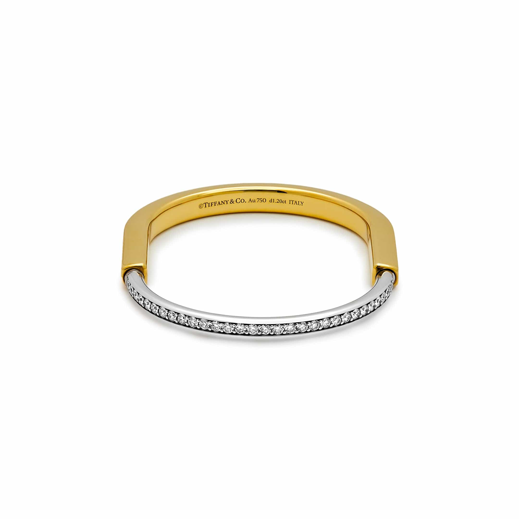 Tiffany & Co. Lock Bangle in Yellow and White Gold with Half Pavé Diamonds 70181150