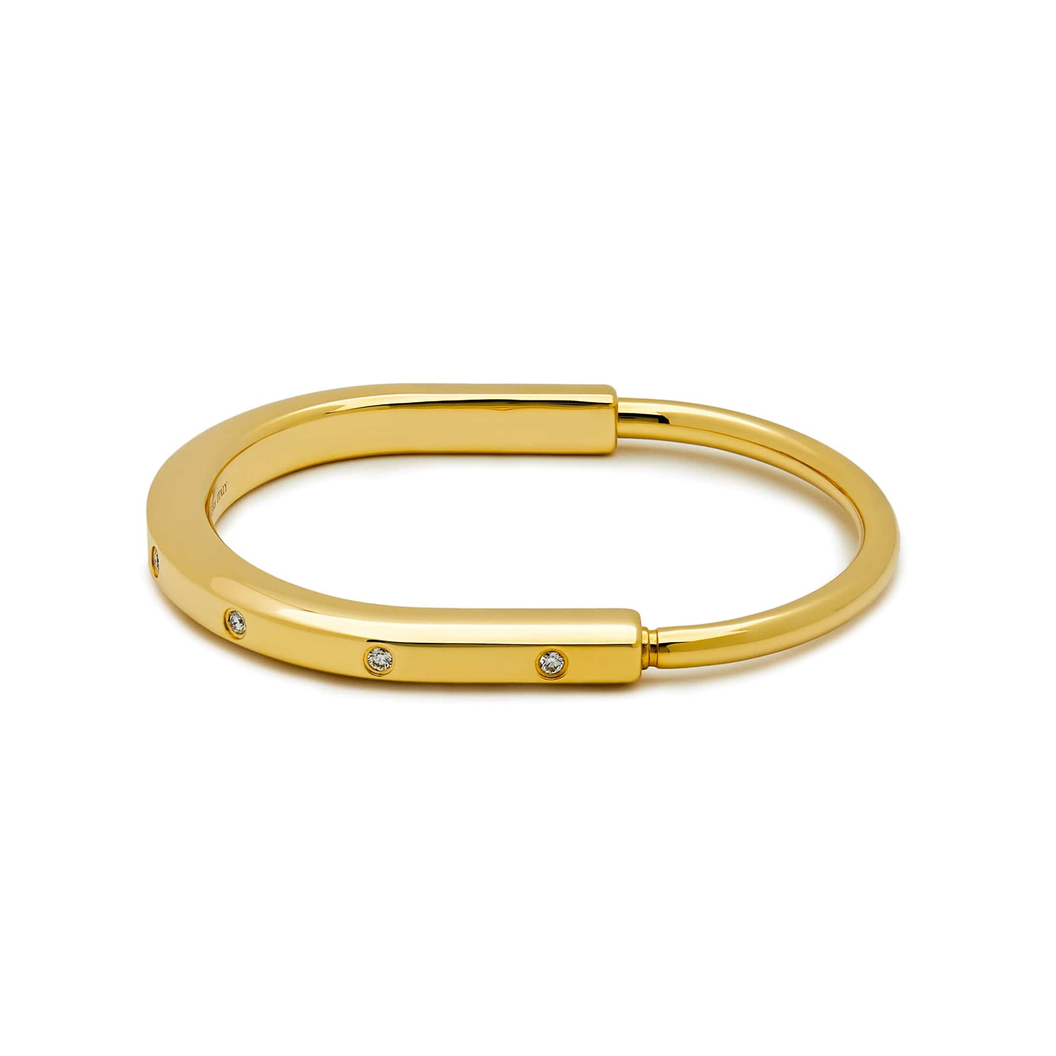 Tiffany & Co. Lock Bangle in Yellow Gold with Diamond Accents 70185407