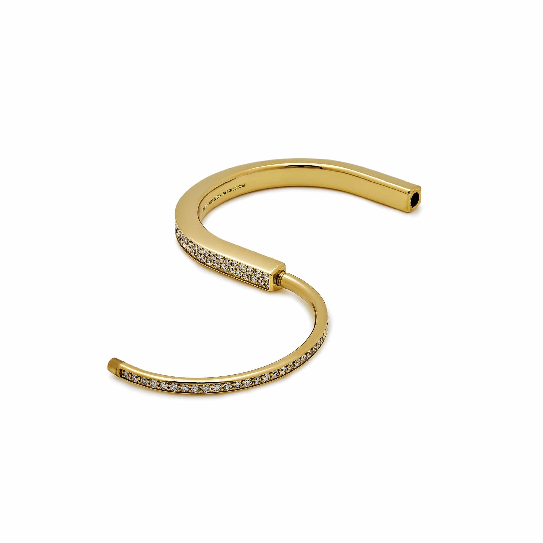 Tiffany & Co. Lock Bangle in Yellow Gold with Full Pavé Diamonds 70158264