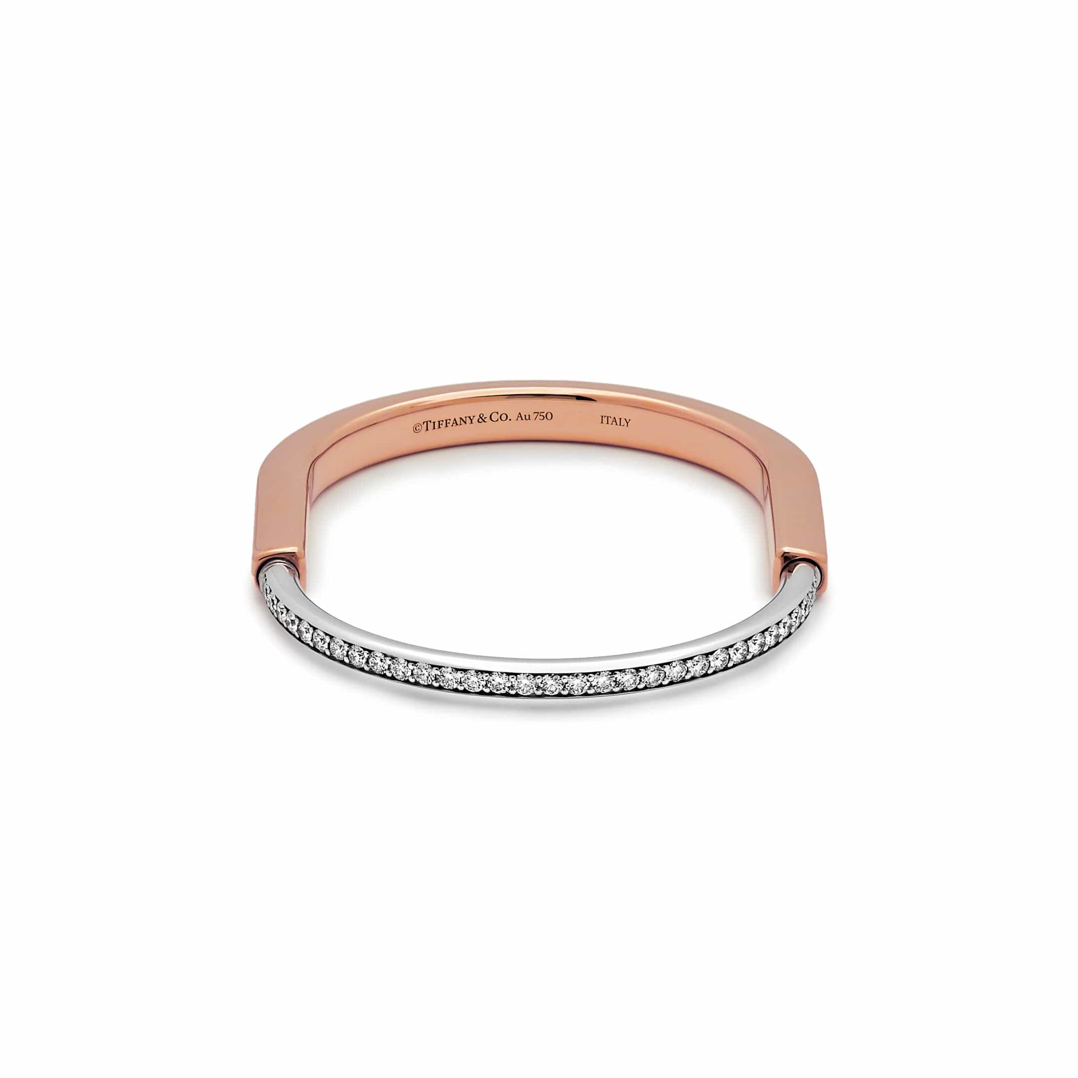 Tiffany & Co. Lock Bangle Rose Gold and White Gold with Half Pavé Diamonds 70158337