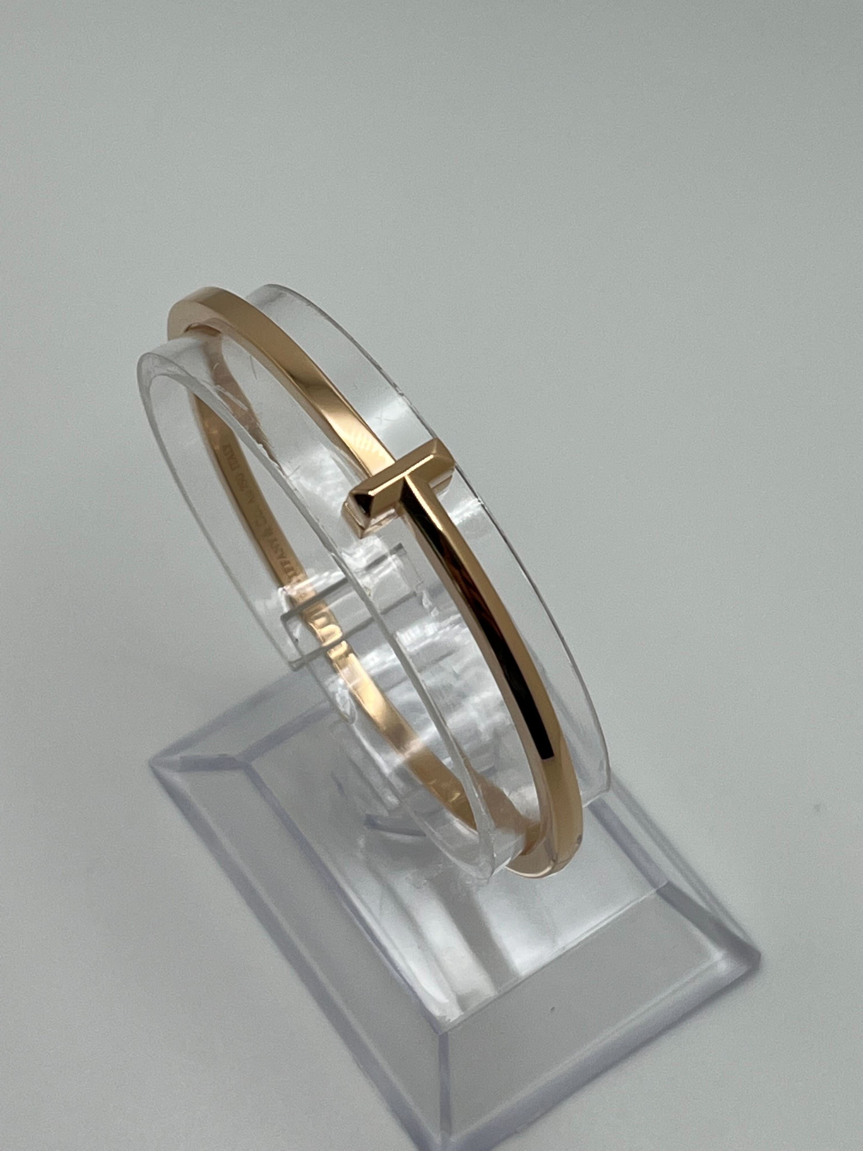 Tiffany & Co. T1 Narrow Hinged Rose Gold Bracelet 67794338