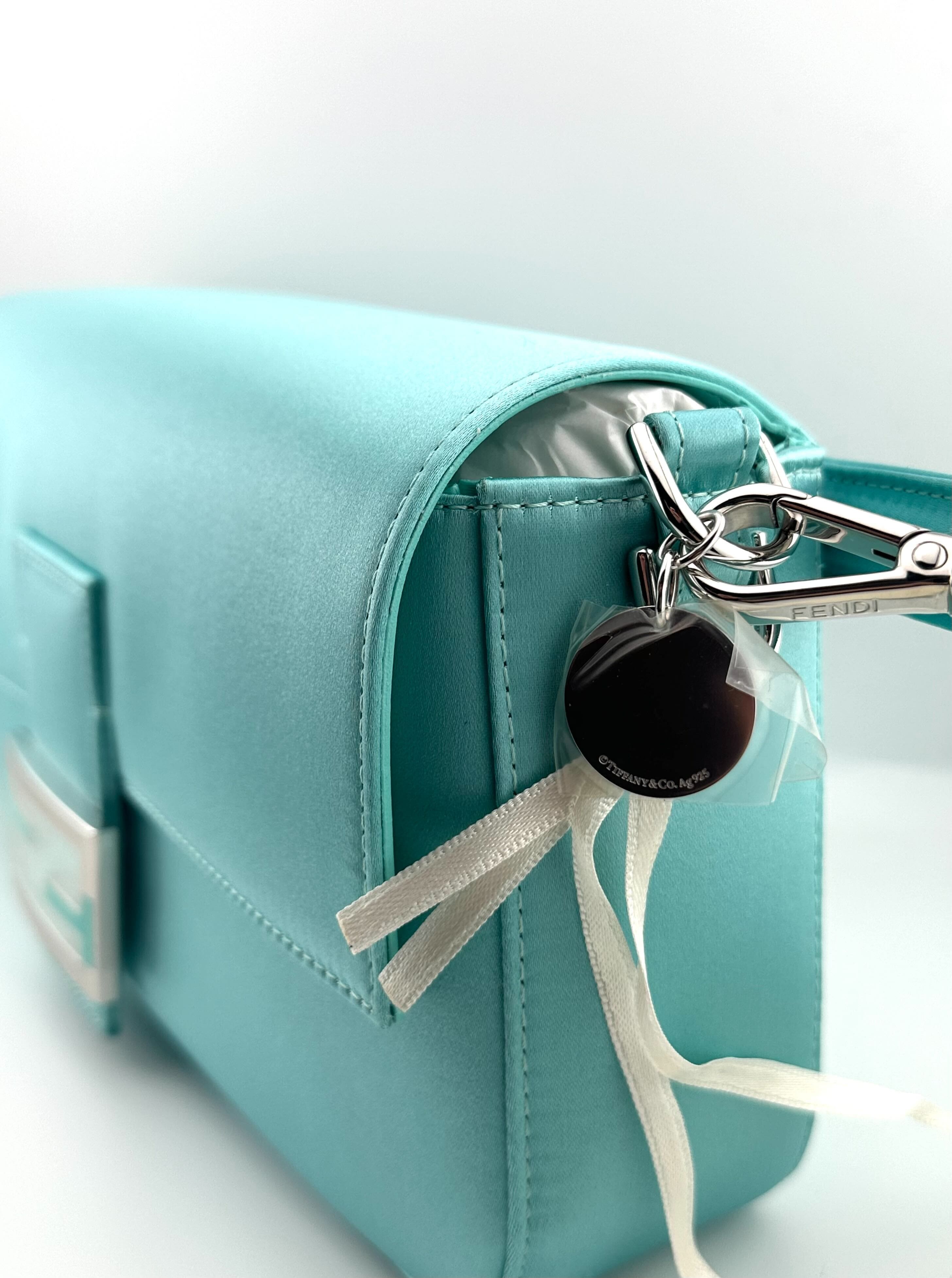 Tiffany & Co. x Fendi Medium Baguette in Tiffany Blue® Silk Satin, Silver and Enamel 73023483