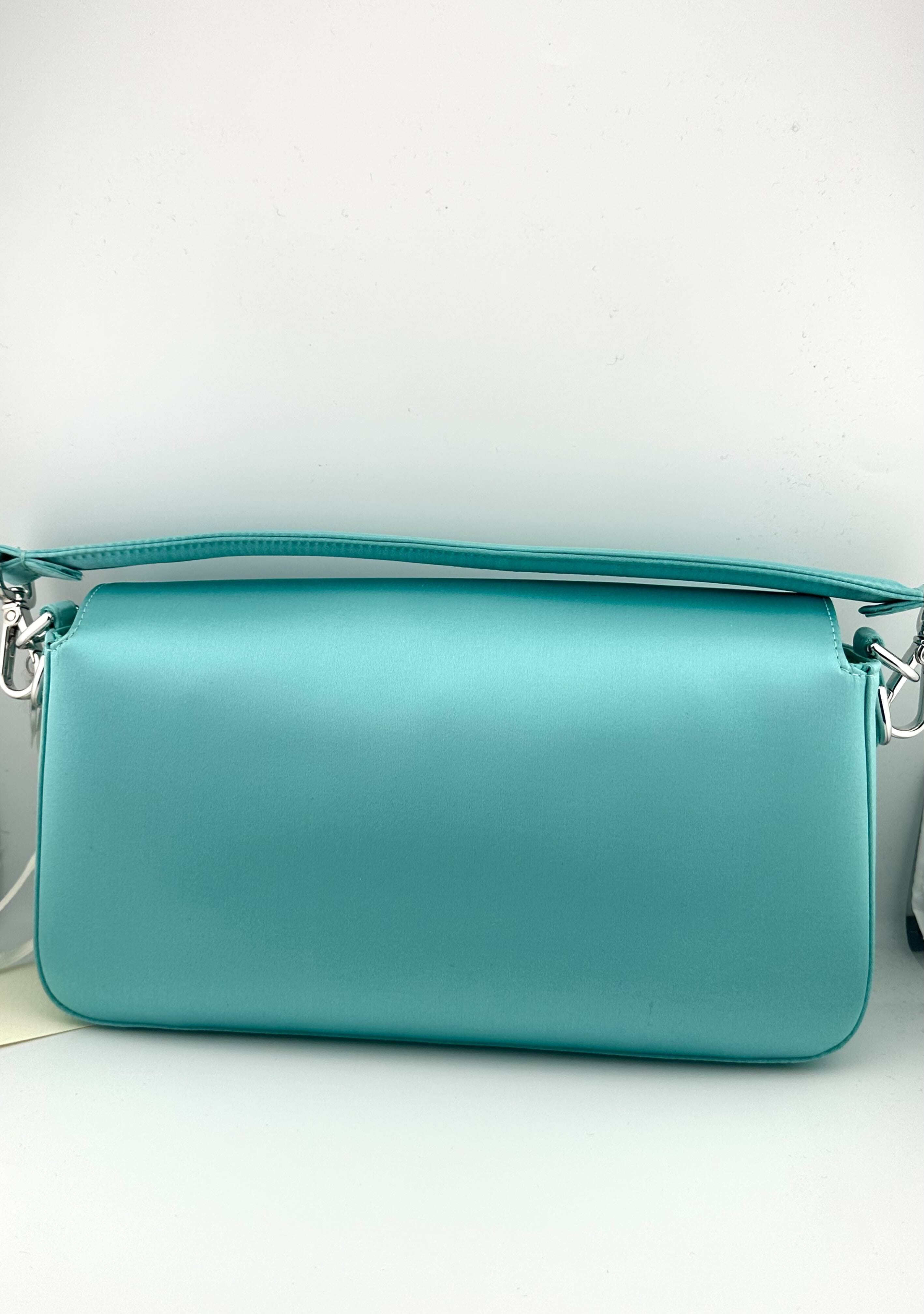 Tiffany & Co. x Fendi Medium Baguette in Tiffany Blue® Silk Satin, Silver and Enamel 73023483