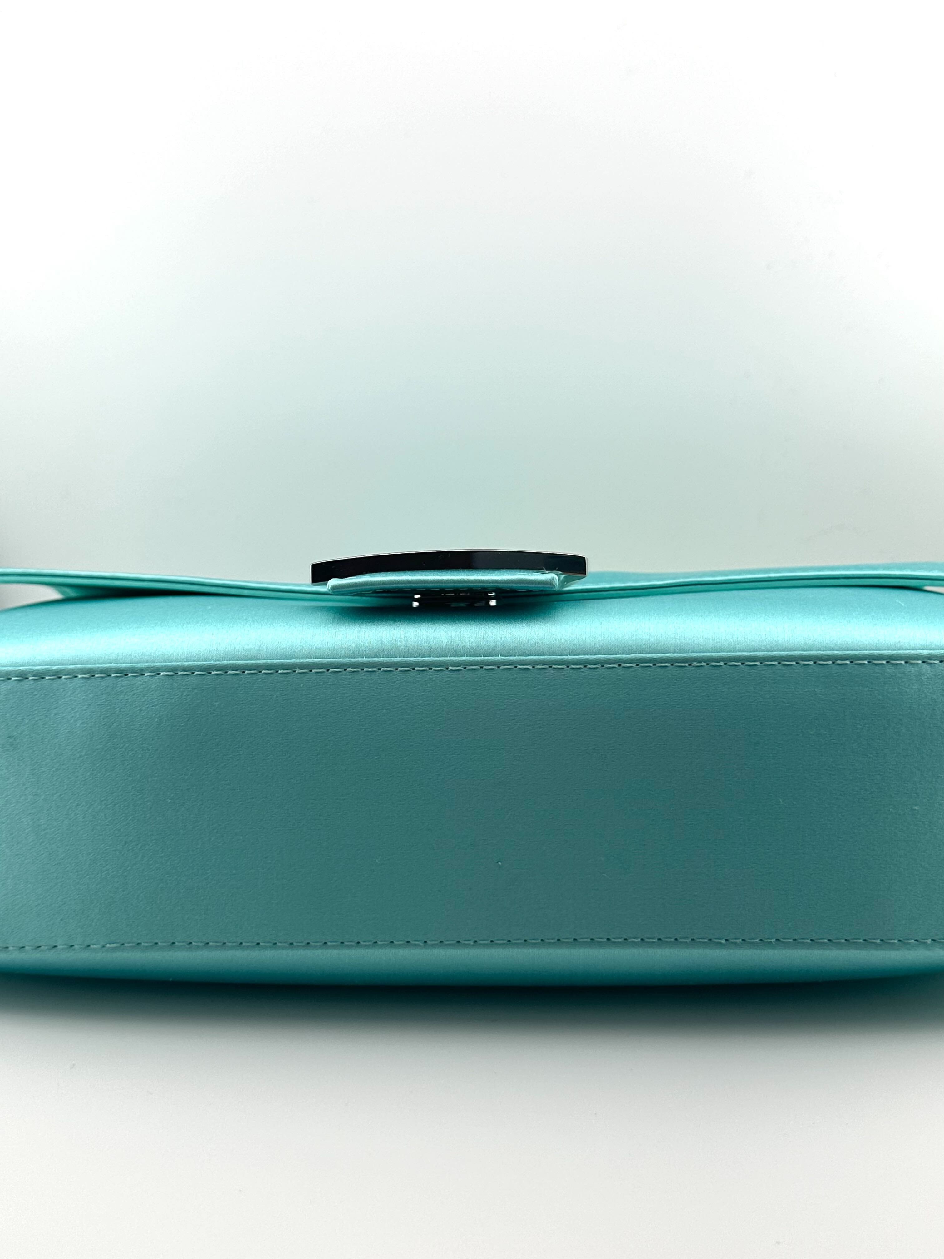 Tiffany & Co. x Fendi Medium Baguette in Tiffany Blue® Silk Satin, Silver and Enamel 73023483