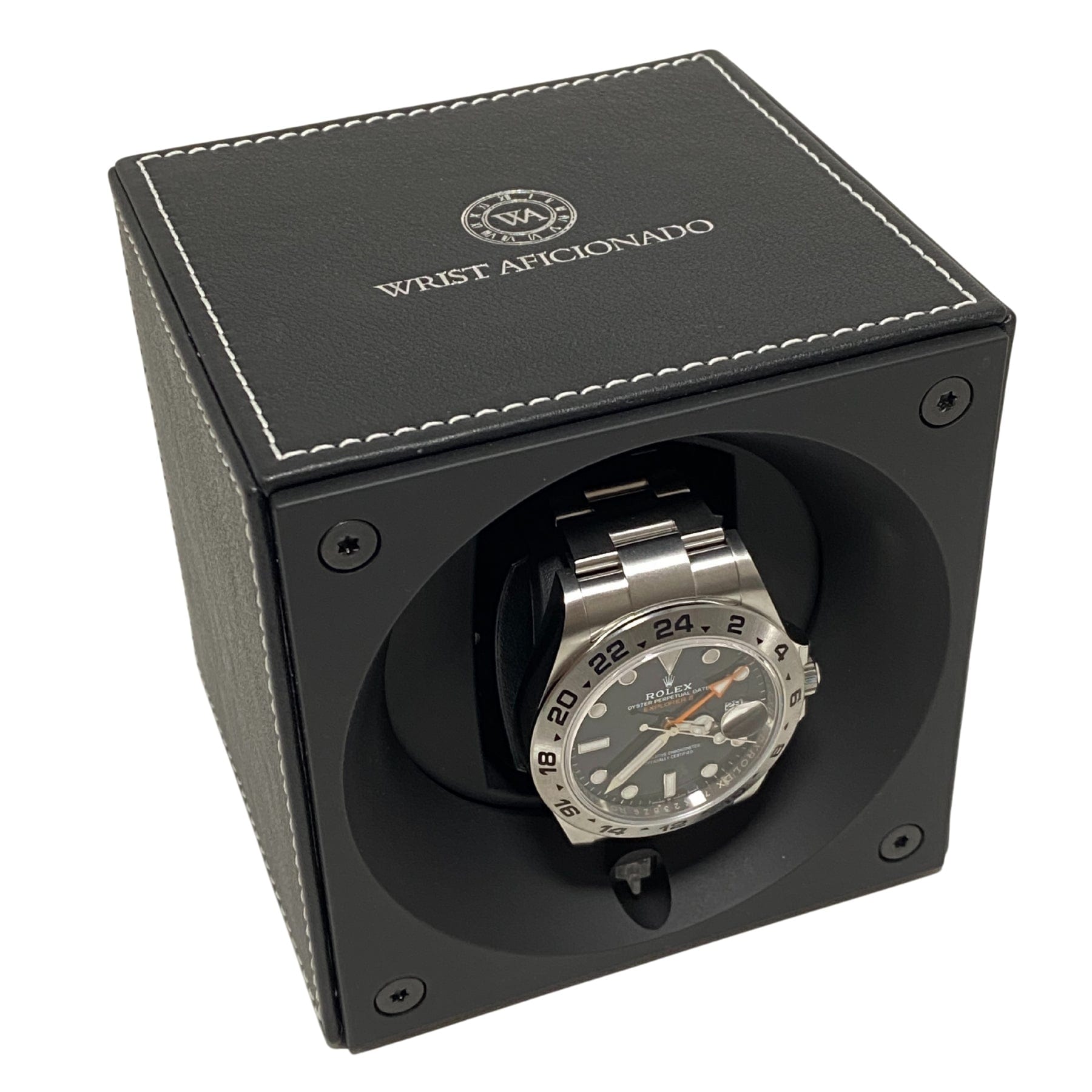 Wrist Aficionado Single Watch Winder in Black Leather