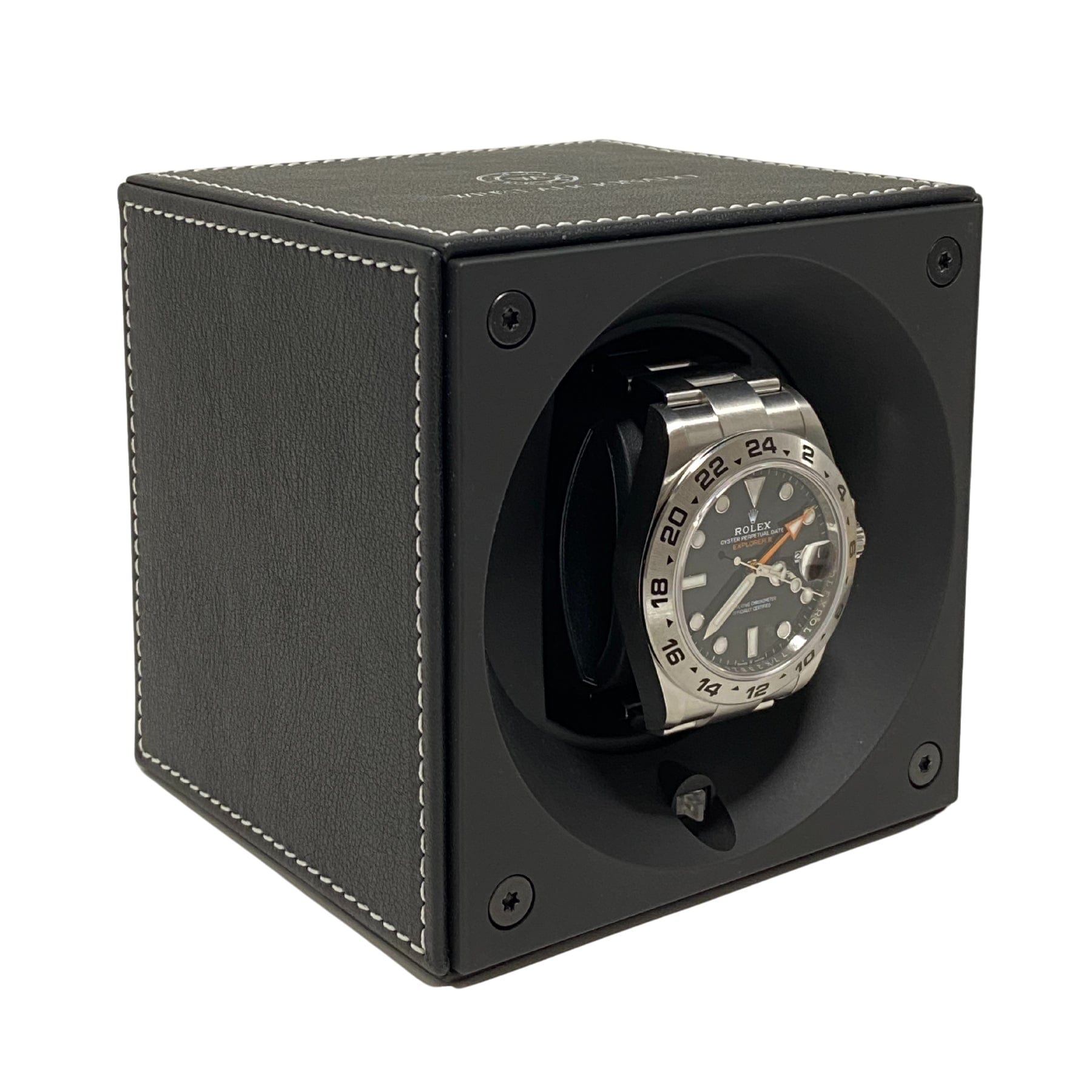 Wrist Aficionado Single Watch Winder in Black Leather
