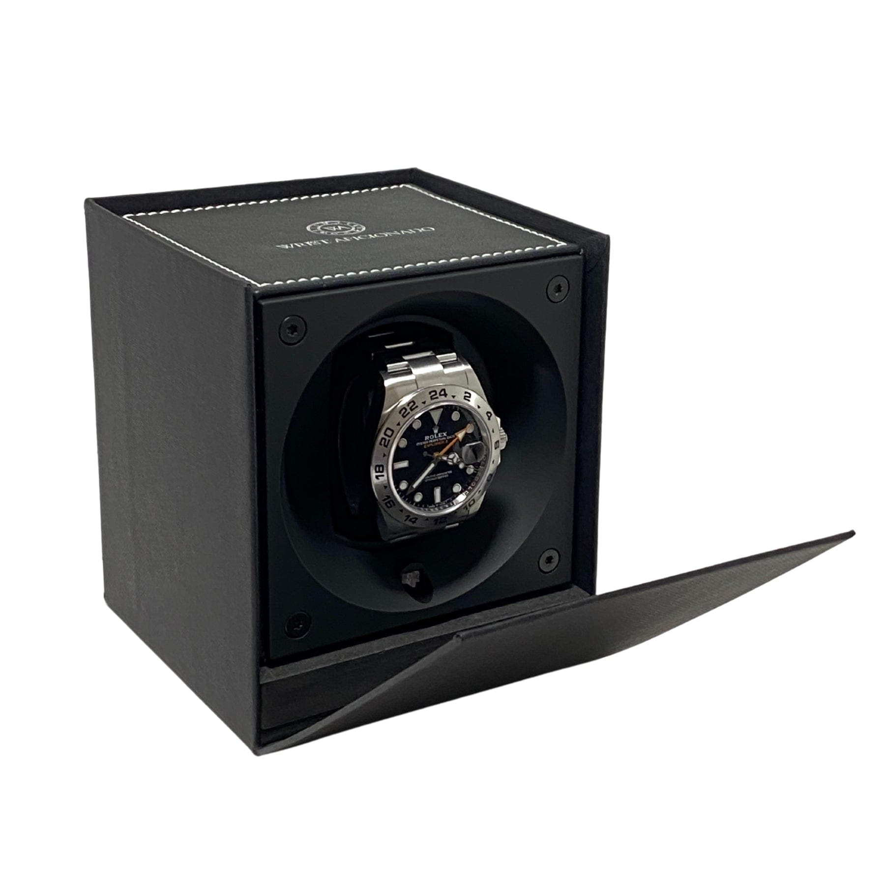 Wrist Aficionado Single Watch Winder in Black Leather