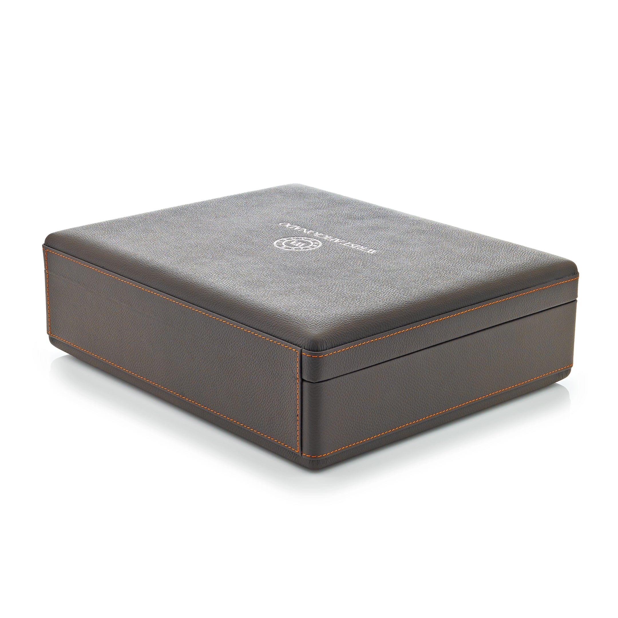 Wrist Aficionado Full-Grain Leather 8-Piece Travel Watch Case Grey/Orange