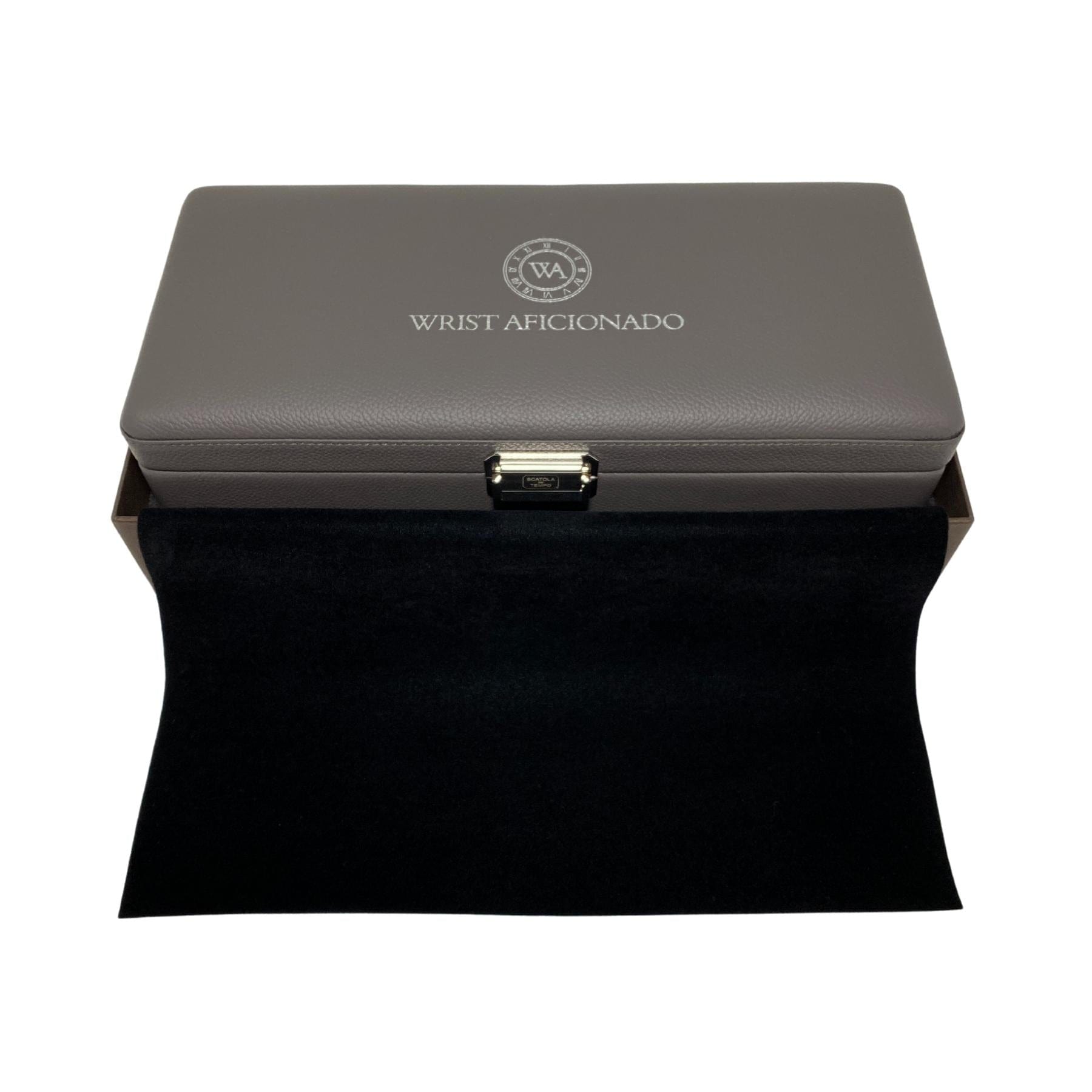 Wrist Aficionado Grey and Orange Leather Watch Box for 4 Watches